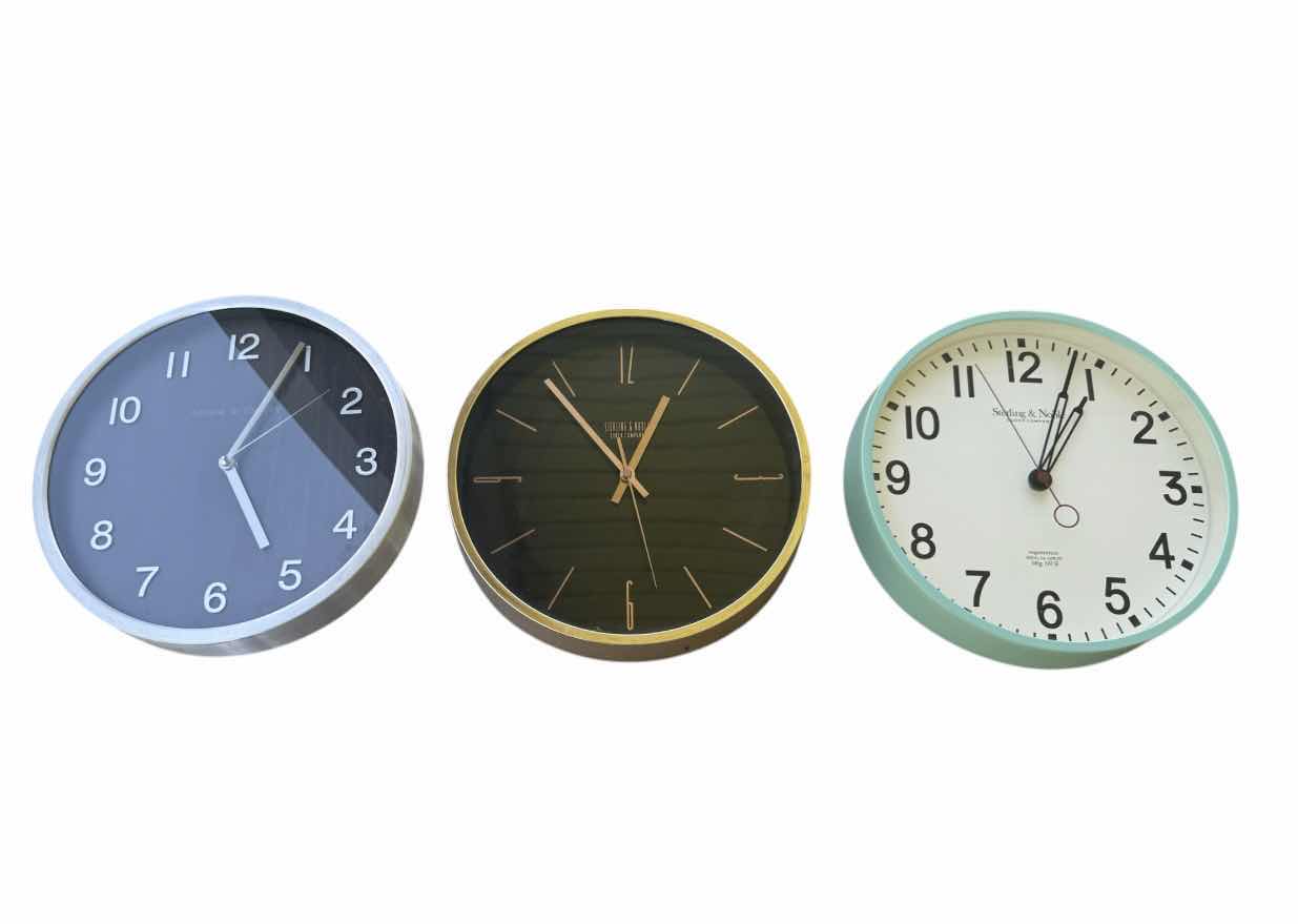 Photo 1 of 3 WALL CLOCKS, STERLING AND NOBLE, ARBOR AND EMERY.

D11” X H2”