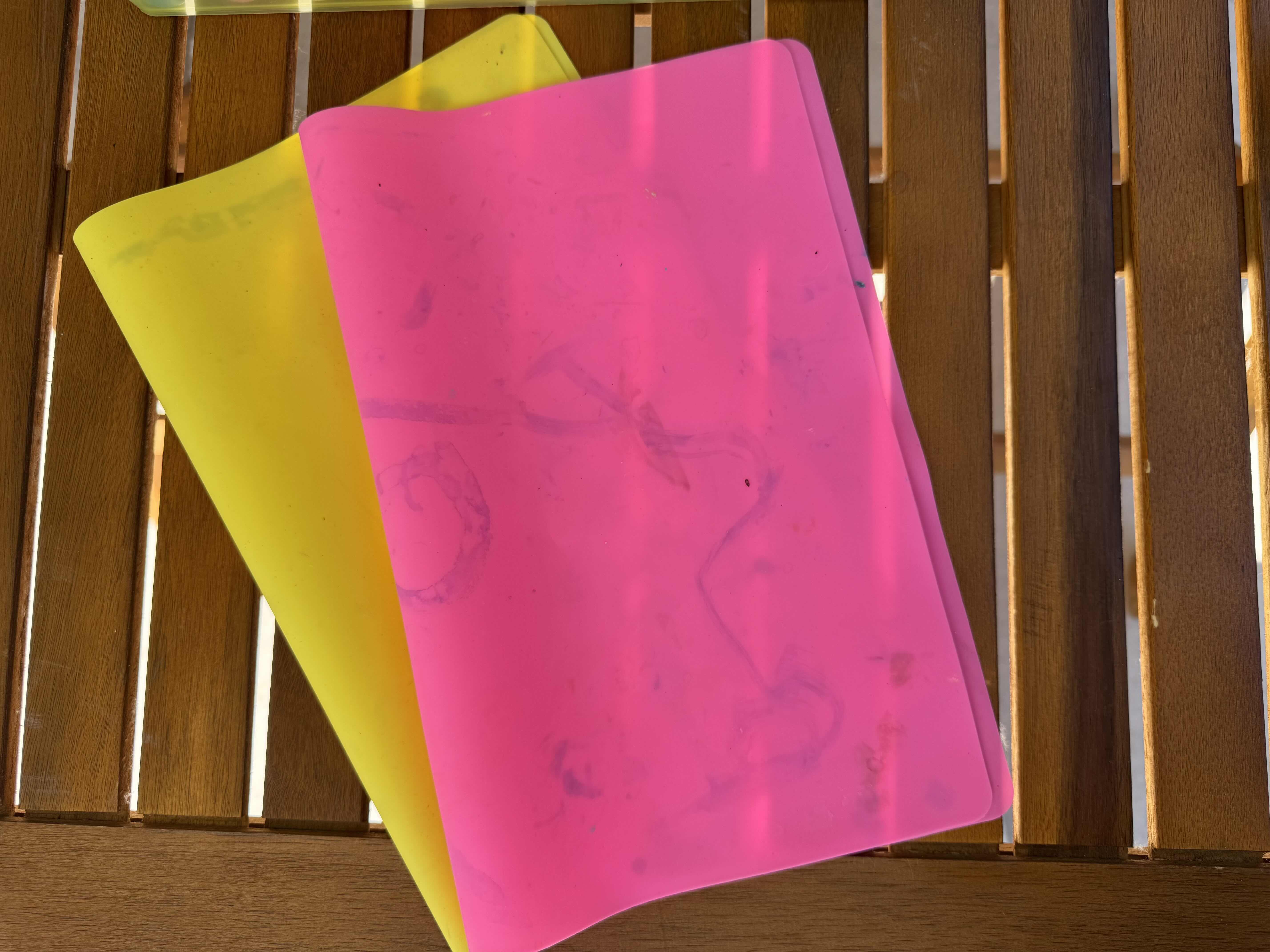 Photo 5 of 2 TOTES OF ART SUPPLIES, ACRYLIC PAINT, WINDOW PAINT, PAINT STICKS, SILICONE PAINTING MATS, PAINT CUPS, SILICONE CUPS FOR PAINT, 

TOTES
13” X 7.5” X H4.5”