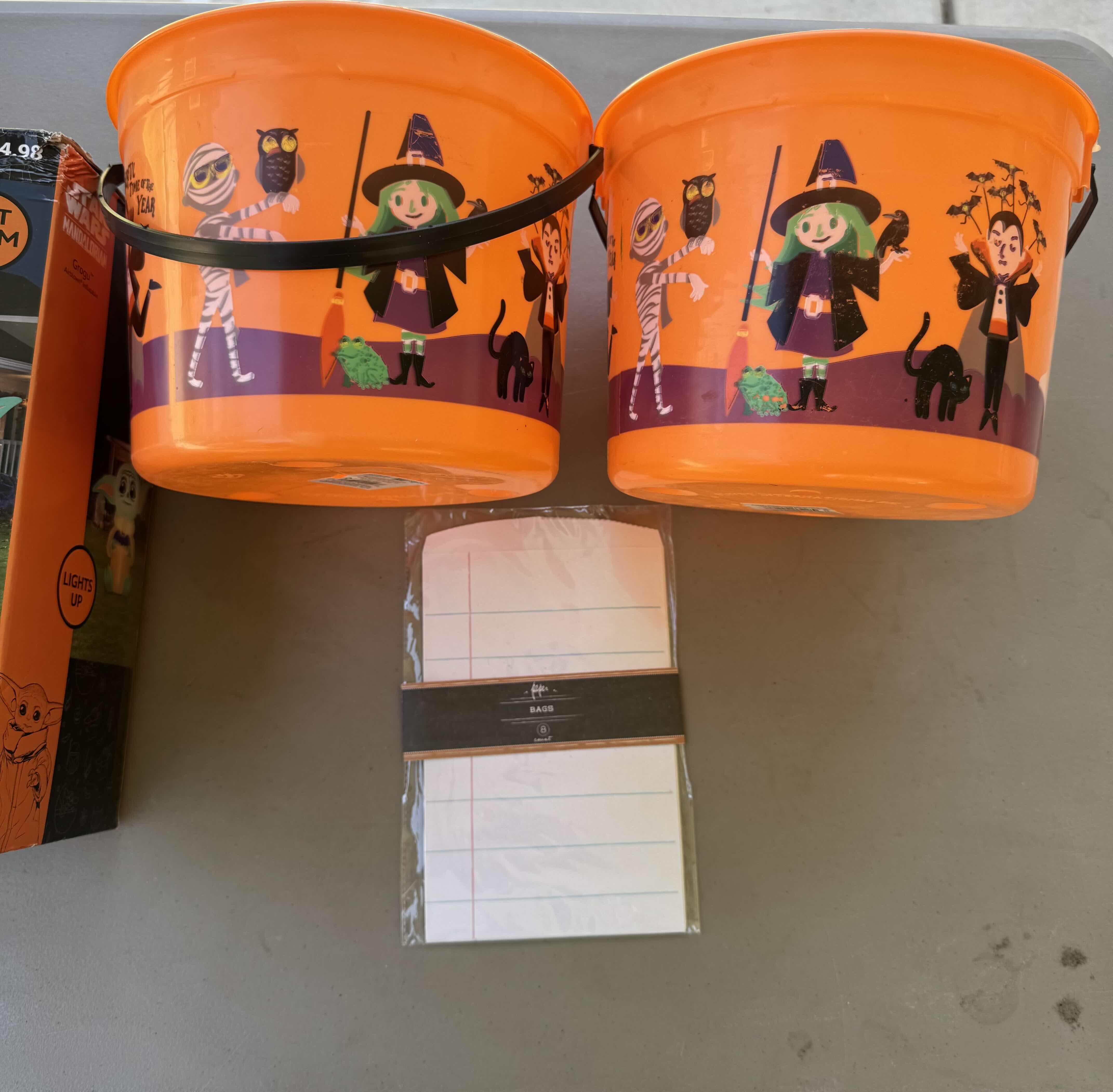 Photo 4 of HOLIDAY DECOR, HALLOWEEN DECORATION, GROGU LIGHT UP INFLATABLE, 2 CANDY BUCKETS, BAGS FOR CANDY, CRAYOLA PAINTING KIT