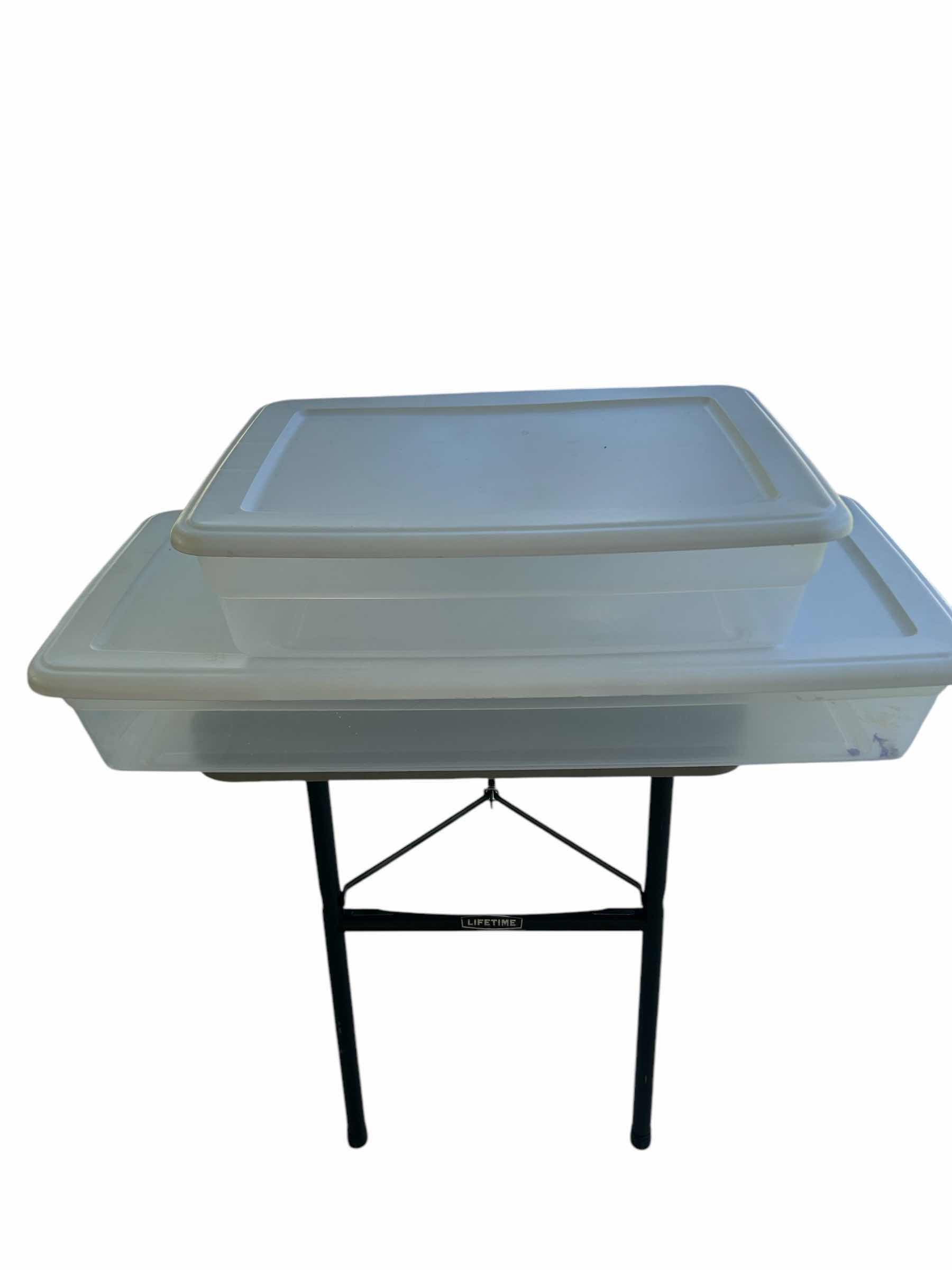 Photo 1 of 2-PLASTIC CONTAINERS 34” X 16” 23” X 16”