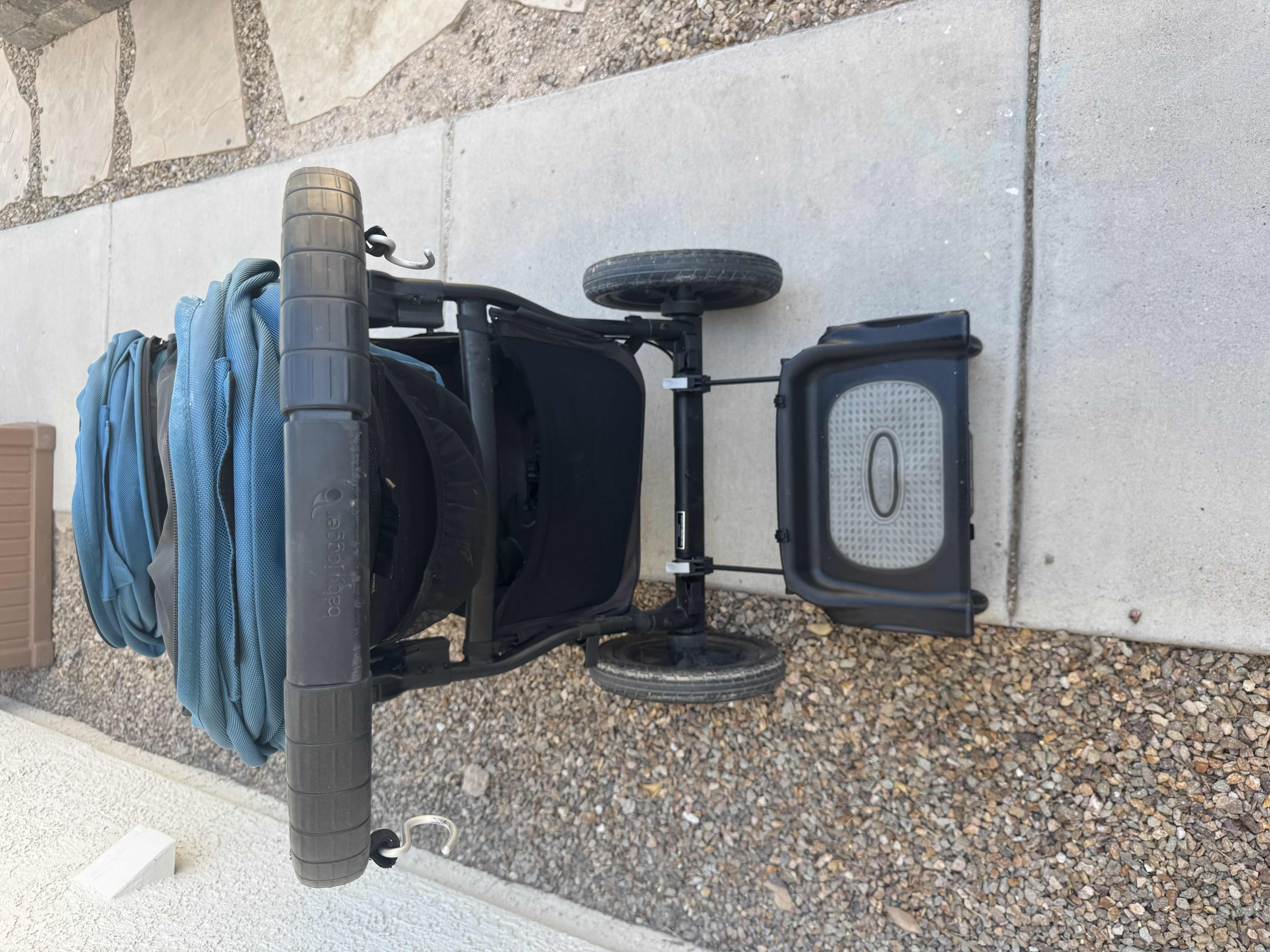 Photo 5 of BABY JOGGER CITY SELECT DOUBLE STROLLER WITH GLIDER BOARD, BLUE/BLACK

56” X 21” X H42”