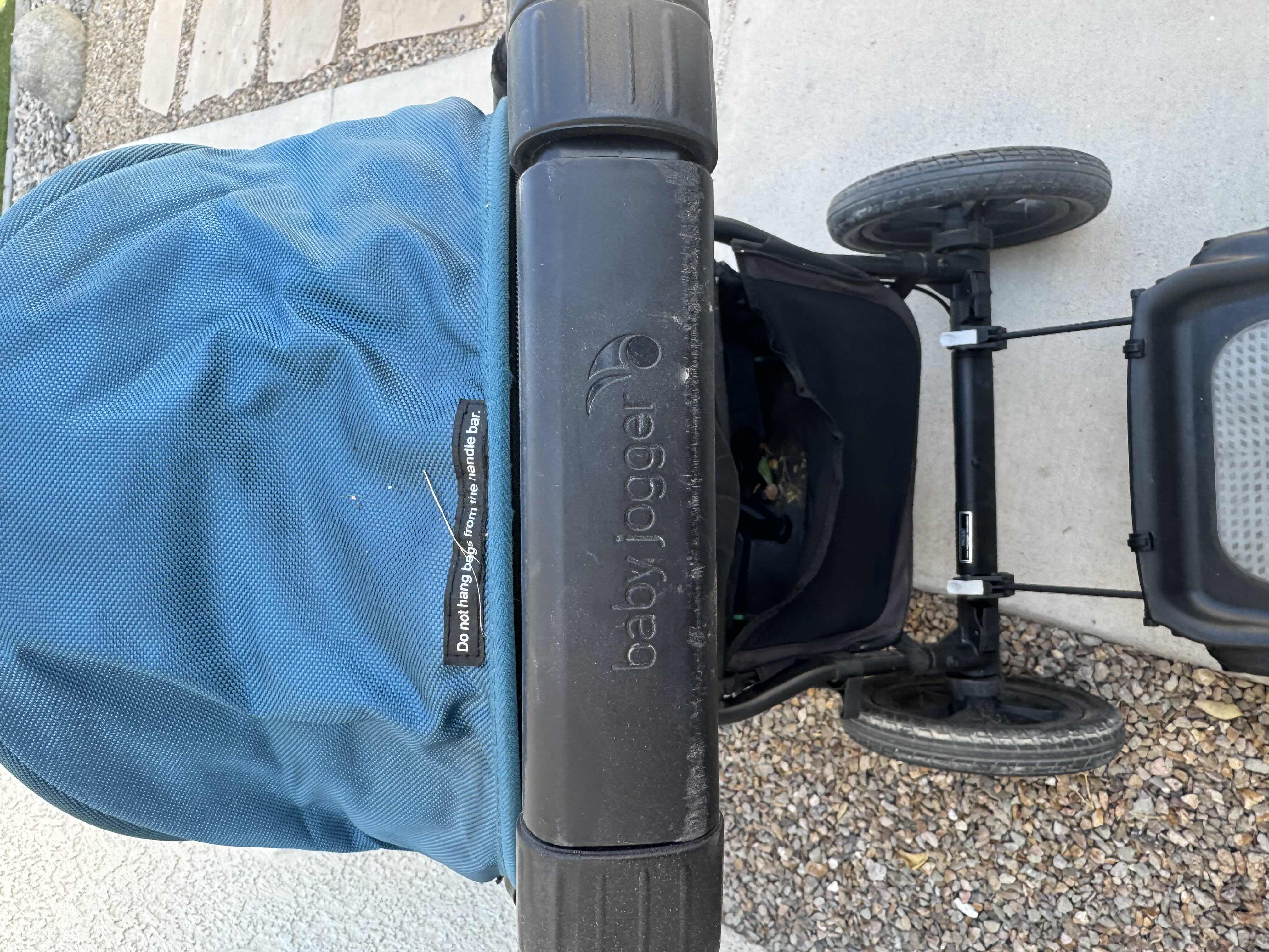 Photo 9 of BABY JOGGER CITY SELECT DOUBLE STROLLER WITH GLIDER BOARD, BLUE/BLACK

56” X 21” X H42”