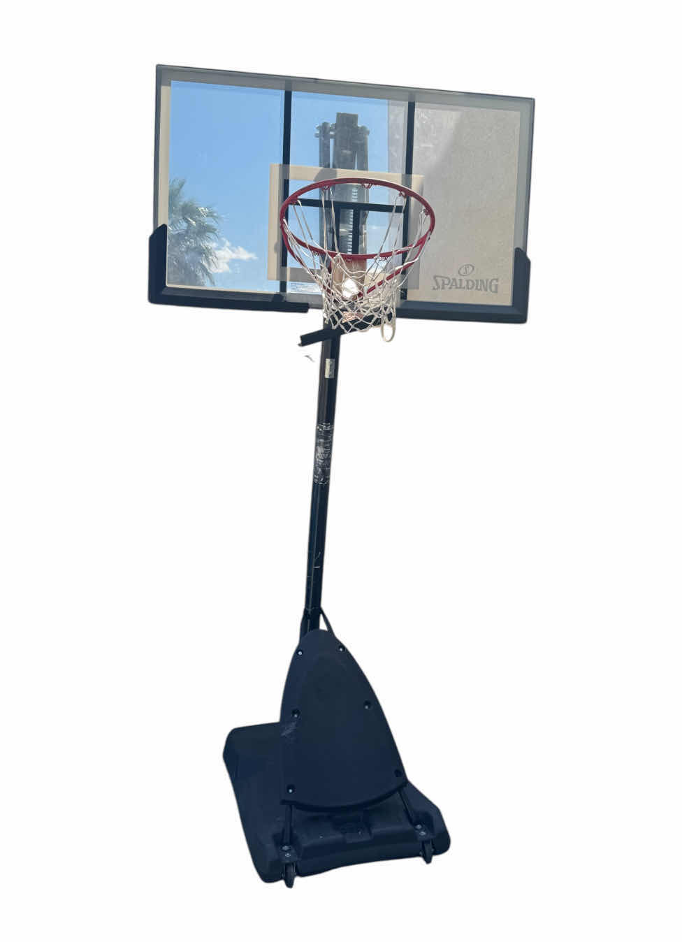 Photo 1 of SPALDING ADJUSTABLE PORTABLE BASKETBALL HOOP SYSTEM, BLACK

51” X 30” X H118”