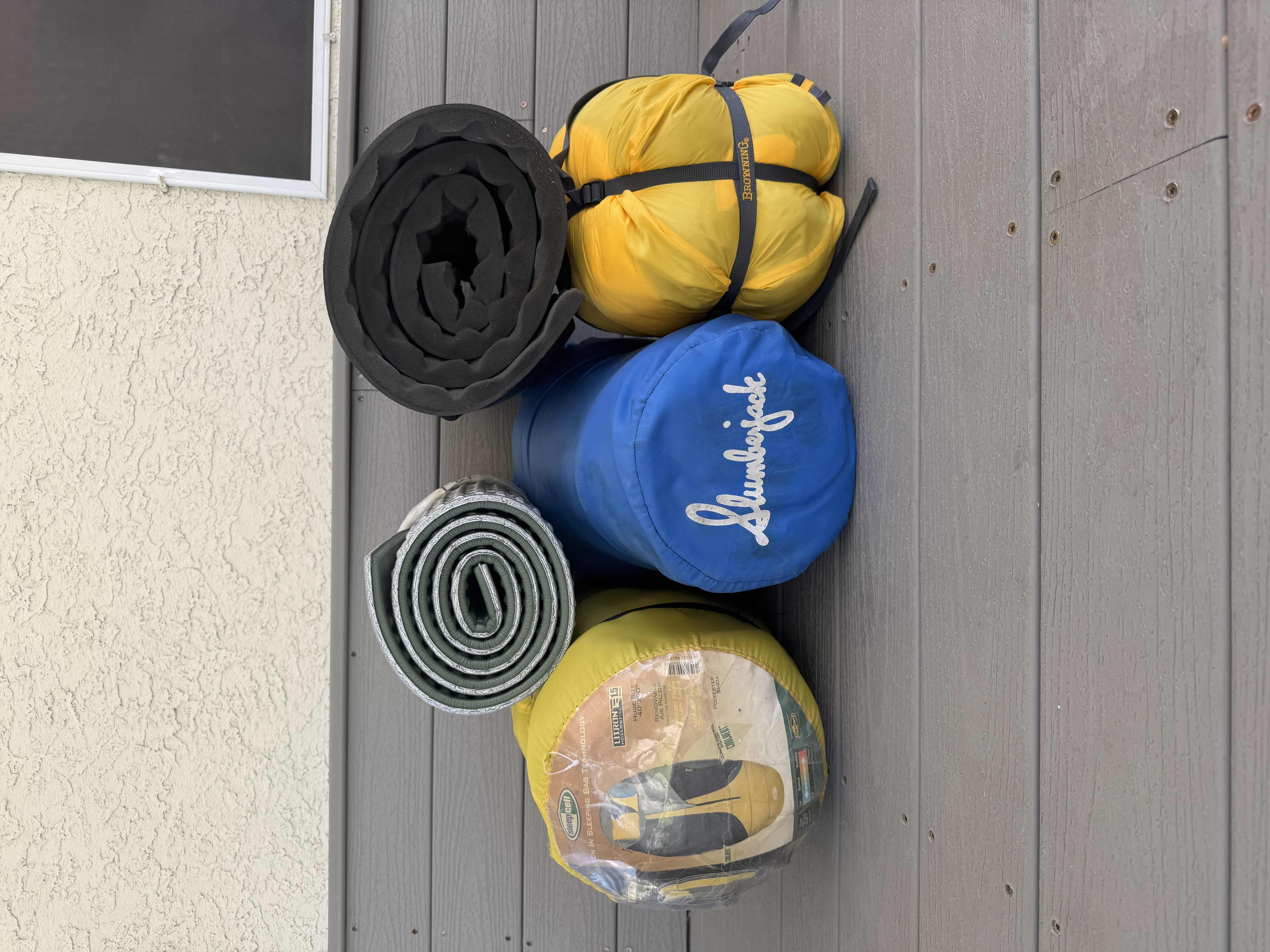 Photo 1 of 3- SLEEPING BAGS AND 2- MATS, SLEEPCELL, SLUMBERJACK, BROWNING, RIDGEREST, 5 ITEMS