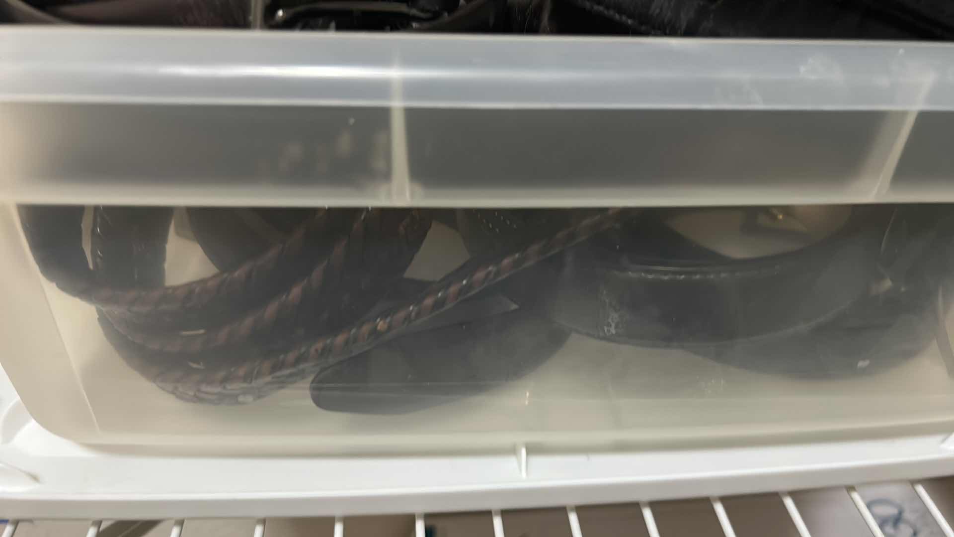 Photo 1 of CONTENTS OF CONTAINER MENS ASSORTED BELTS SIZE 38