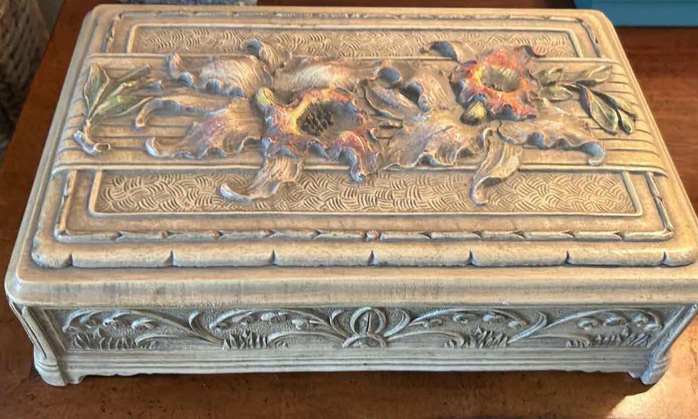 Photo 2 of DECORATIVE RESIN JEWELRY BOX 12” X 7”