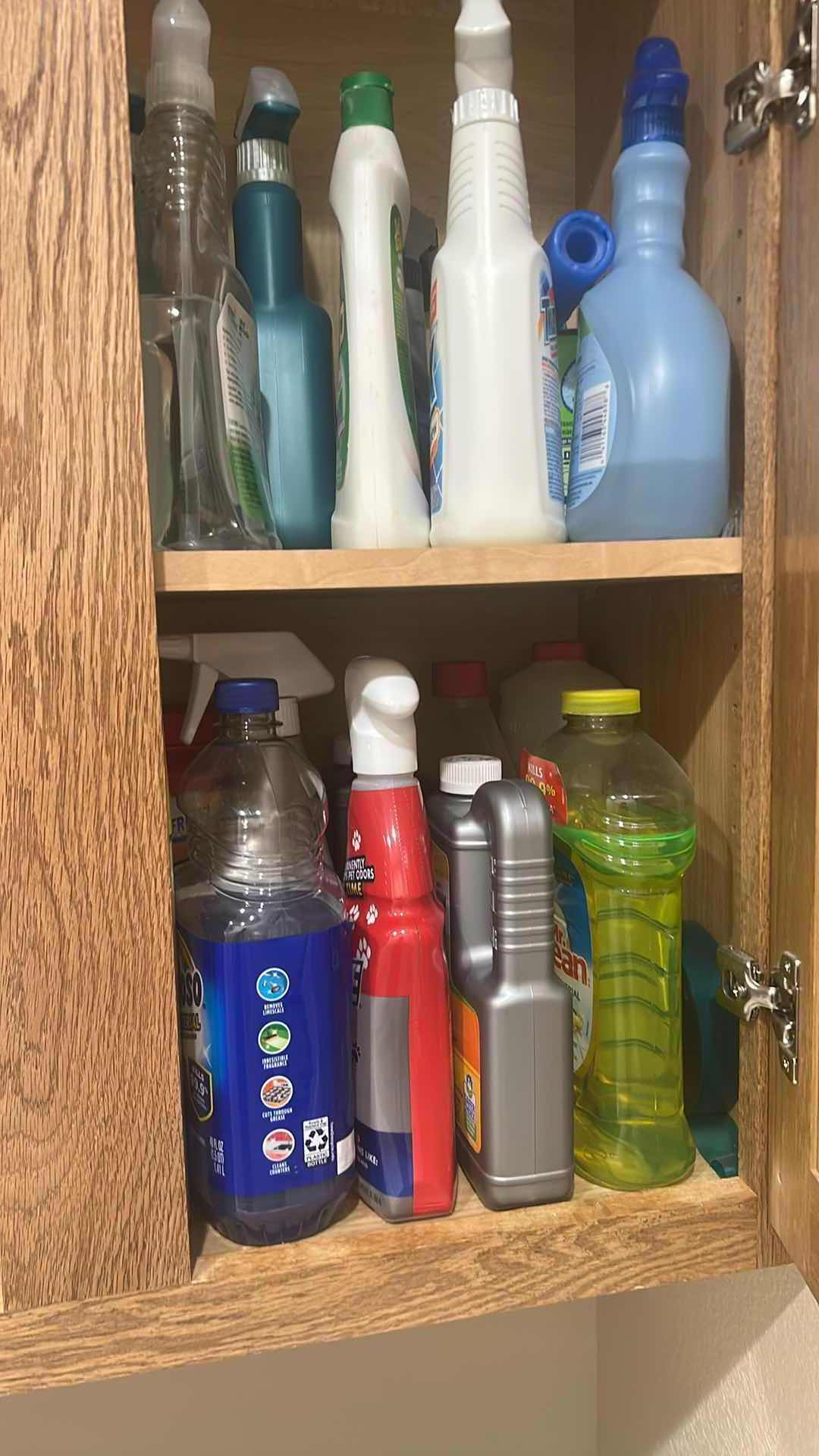 Photo 1 of CONTENTS OF 2 CABINETS CLEANING SUPPLIES