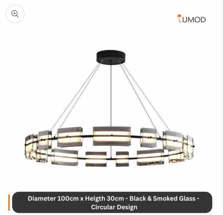 Photo 1 of NIB - SAXTON INDUSTRIAL BLACK MULTIPLE RECTANGULAR  HANGING CIRCULAR LIGHT 100cm x 30cm LL-1009-MF
