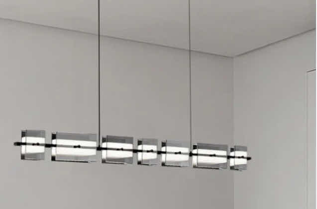 Photo 1 of NIB - SAXTON INDUSTRIAL BLACK MULTIPLE RECTANGULAR  HANGING LINEAR LIGHT 100cm x 5cm H30cm LL-1010-MF