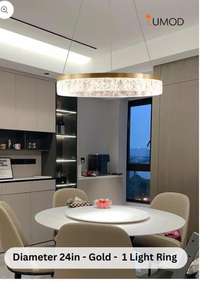 Photo 1 of NIB - FARAH MODERN GOLD CIRCULAR HANGING LED CHANDELIER DIAMETER 24” LL-1065-MF