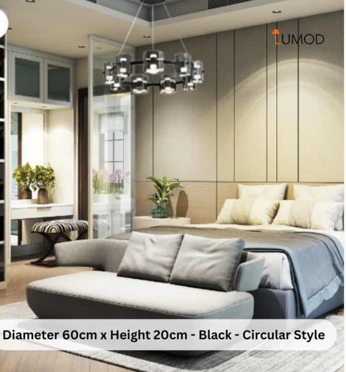 Photo 1 of NIB - VERA LUXURIOUS GLASS CIRCULAR HANGING LIGHT FIXTURE 60cm x 20cm LL-1001-MF