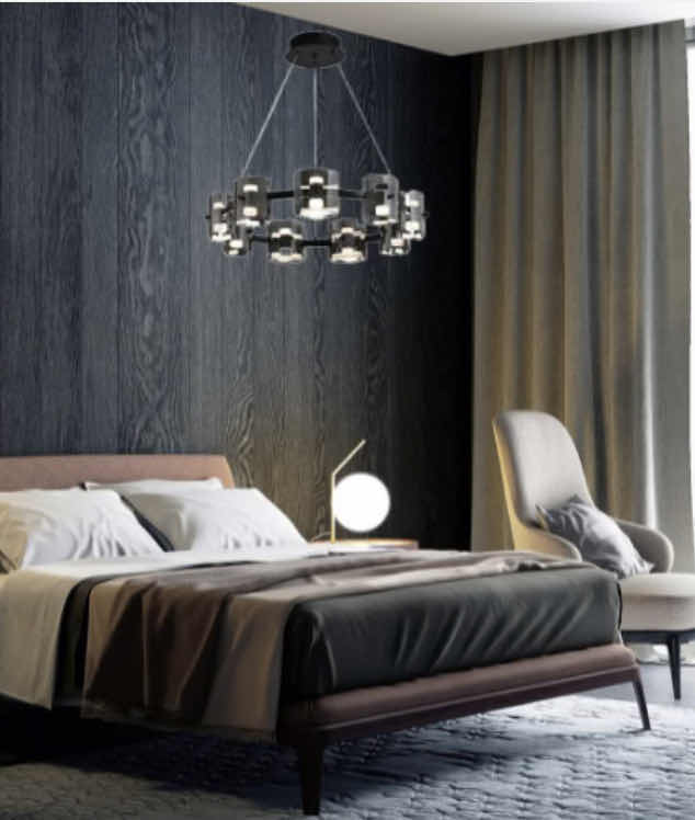 Photo 3 of NIB - VERA LUXURIOUS GLASS CIRCULAR HANGING LIGHT FIXTURE 60cm x 20cm LL-1001-MF