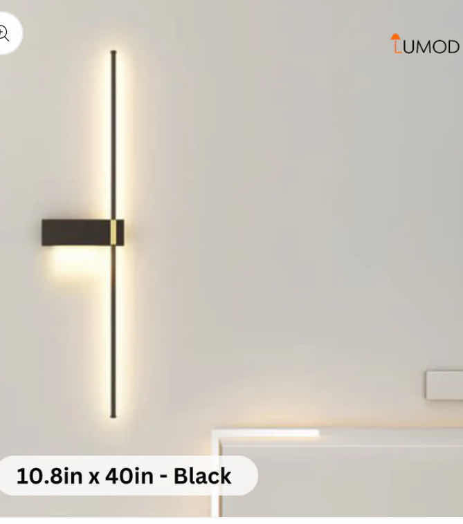 Photo 1 of NIB - LILIANA MINIMALIST BLACK LONG STRIP LED WALL LIGHT FIXTURE 10.8“ x 40“ LL-1038-MF