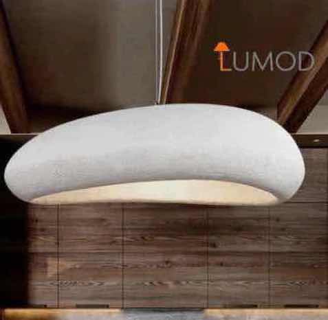 Photo 1 of NIB - WABI-SABI RUSTIC STYLE WHITE TEXTURED LED PENDANT DIAMETER 32” LL-1031-MF