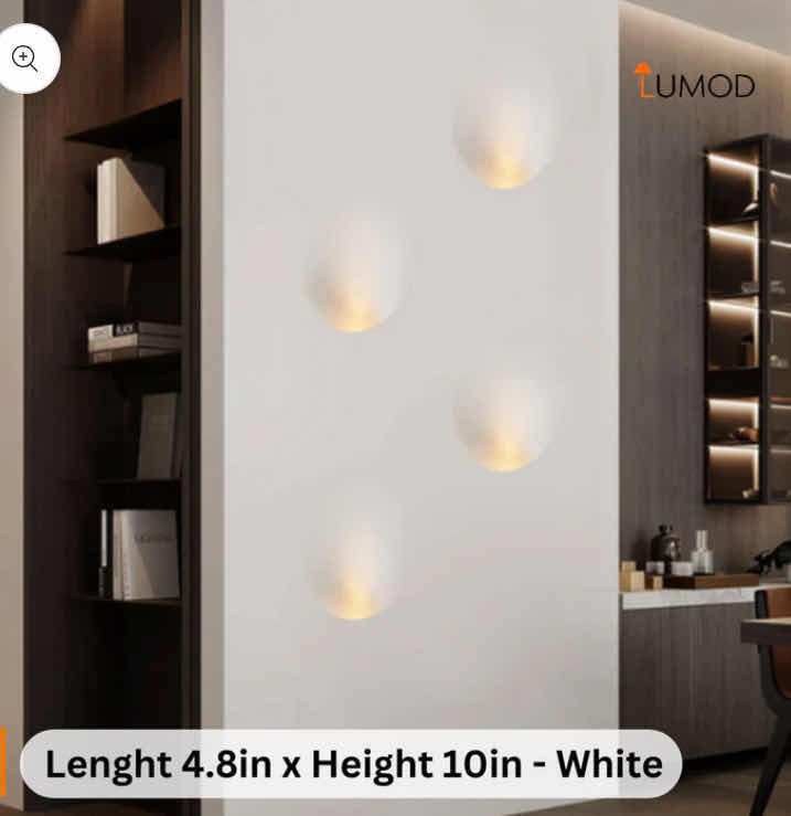Photo 2 of NIB - MORETTI ITALIAN STYLE ONE WHITE PLASTER CIRCULAR WALL LED LIGHTING 8.4“ x 10“LL-1036-MF