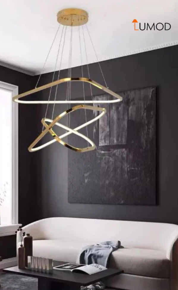 Photo 1 of NIB - ROMEO GOLD TRIANGULAR 5 LAYERS STYLE LED LIGHT FIXTURE DIAMETERS 16” 24” 32” 40” 48” LL-1115-MF