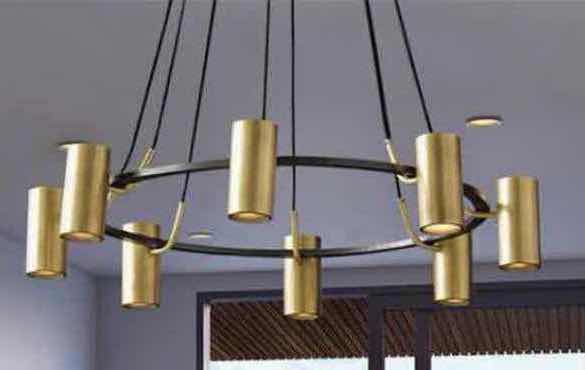 Photo 1 of NIB - HATTIE RETRO BLACK & BRUSHED GOLD LOFT MULTIPLE SHADE IRON CHANDELIER DIAMETER 110 X 15cm LL-1060MF