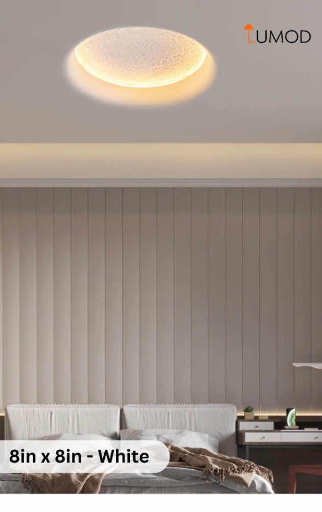 Photo 1 of NIB - LUNA WHITE PLASTER MION SHAPE LED CEILING LIGHT 8“ x 8“ LL-1034-MF