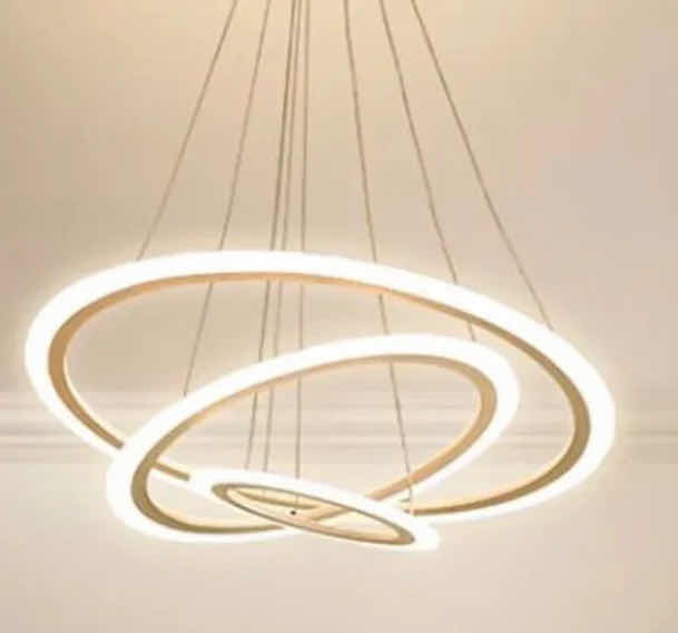Photo 1 of NIB - HELGA CONTEMPORARY 1 RING WHITE NORDIC HANGING RING CHANDELIER DIAMETER 32” LL-1088-MF