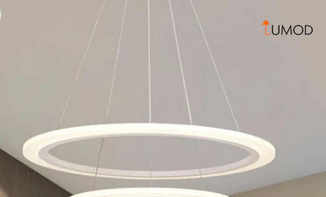 Photo 1 of NIB - HELGA CONTEMPORARY 1 RING WHITE NORDIC HANGING RING CHANDELIER DIAMETER 32” LL-1088-MF