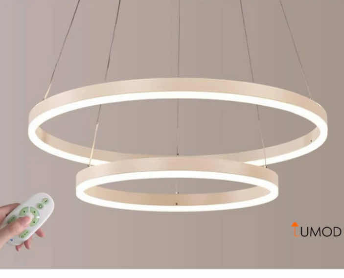 Photo 1 of NIB - HELGA CONTEMPORARY 2 RINGS WHITE NORDIC HANGING RING CHANDELIER DIAMETERS 16”” & 24” LL-1089- MF