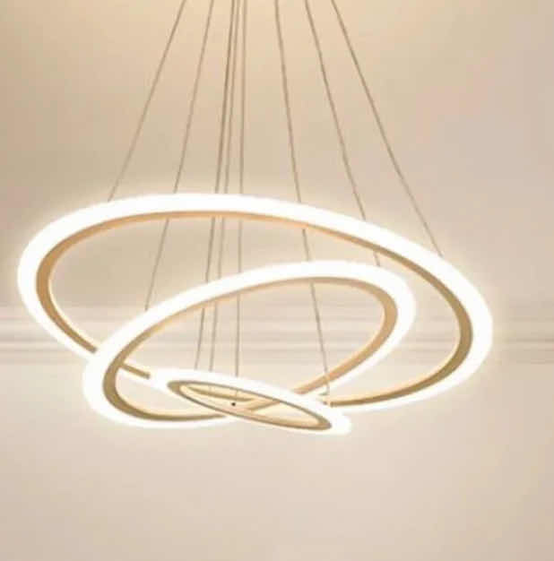 Photo 1 of NIB - HELGA CONTEMPORARY 3 RINGS WHITE NORDIC HANGING RING CHANDELIER DIAMETER 16” 24” & 32” LL-1090- MF