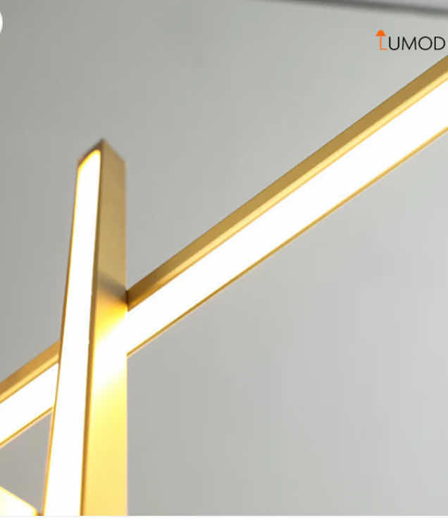 Photo 3 of NIB - VIENNA GOLD HANGING GEOMETRIC DESIGN LUXURY LED CHANDELIER 34” x 16” LL-1052-MF