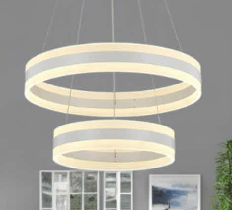 Photo 1 of NIB  - ALARA CHIC ROUND WHITE RING PENDANT CEILING LIGHT DIAMETER 24” x 16” LL-1087-MF