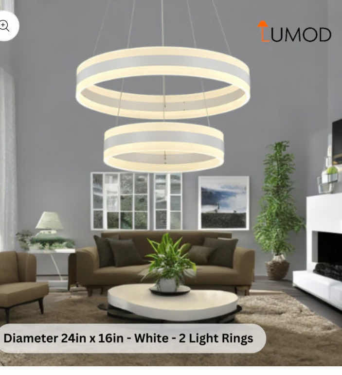 Photo 1 of NIB  - ALARA CHIC ROUND WHITE RING PENDANT CEILING LIGHT DIAMETER 24” x 16” LL-1087-MF
