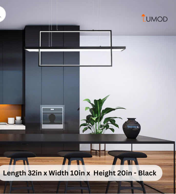 Photo 2 of NIB - SCARLETT MODERN BLACK RECTANGLE GEOMETRIC LED CHANDELIER 32“ x 10“ H20” LL-1085-MF