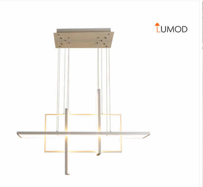 Photo 1 of NIB - SCARLETT MODERN WHITE RECTANGLE GEOMETRIC LED CHANDELIER 40”x 10“ H20” LL-1086-MF