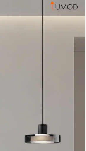 Photo 1 of NIB - GRETA MINIMALIST SMOKED GREY LED HANGING LIGHT FIXTURE 5.2“ x 8.8“ LL-1024-MF