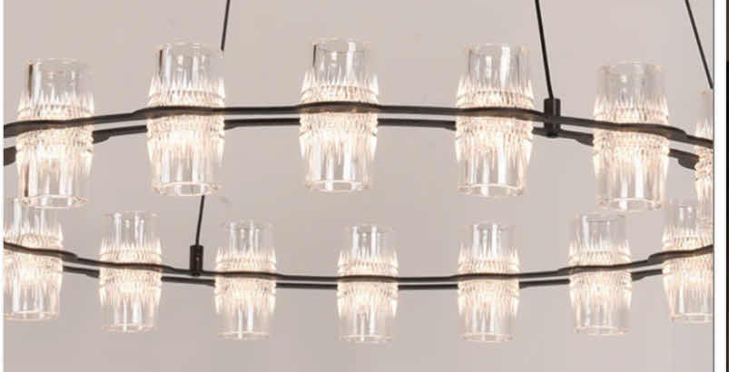 Photo 1 of NIB - GWENDOLEN BLACK 3 LAYER GEOMETRIC STYLE ROUND LED CHANDELIER DIAMETERS 16” 24” & 32” LL-1097-MF
