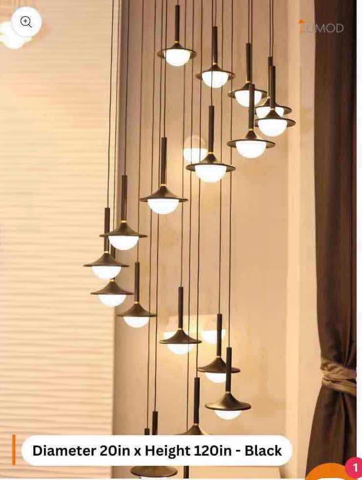 Photo 1 of NIB - EVELYN MODERN BLACK MULTIPLE LIGHT HANGING CHANDELIER 120“ x 20 LL-1096-MF
