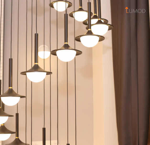 Photo 1 of NIB - EVELYN MODERN BLACK MULTIPLE LIGHT HANGING CHANDELIER 120“ x 20 LL-1096-MF