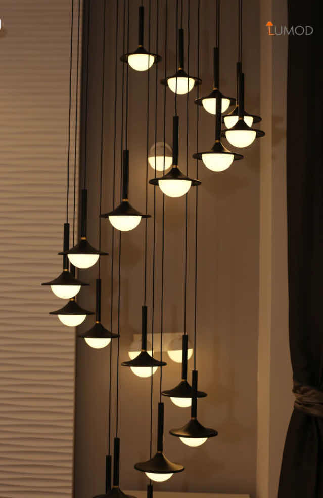 Photo 1 of NIB - EVELYN MODERN BLACK MULTIPLE LIGHT HANGING CHANDELIER 120“ x 20 LL-1096-MF