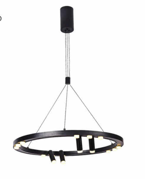 Photo 1 of NIB - KORA MINIMALIST BLACK ROUND LED CHANDELIER 30“ x 48 LL-1084-MF