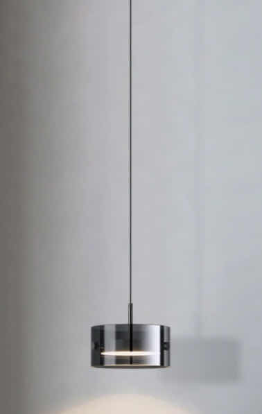 Photo 1 of NIB - KENDRA MODERN BLACK WITH SMOKED GLASS LED CEILING HANGING PENDANT LIGHT 7cm X 13cm LL-1025-MF