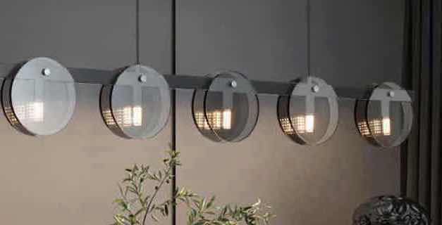 Photo 1 of NIB - BILLY BLACK & SMOKED GLASS SPUTNIK CIRCULAR DESIGN LED CHANDELIER 120 x 22cm LL-1007-FM