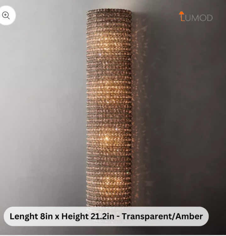 View 2 of NIB - CORDELIA LUXURY DESIGN CRYSTAL & AMBER WALL LIGHT 8“ x 21.2“ LL-1039-MF
