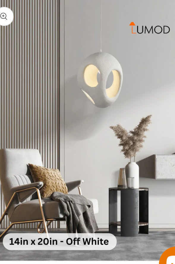 Photo 1 of NIB - MAJA SCANDINAVIAN OFF WHITE HALLOW SHAPED PENDANT LIGHT 14” x 20” LL-1028-MF