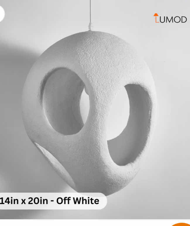 Photo 2 of NIB - MAJA SCANDINAVIAN OFF WHITE HALLOW SHAPED PENDANT LIGHT 14” x 20” LL-1028-MF