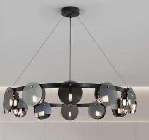 Photo 1 of NIB - BILLY BLACK  8 BULB CIRCULAR SPUTNIK LED CHANDELIER 100cm X 22cm LL-1073-MF