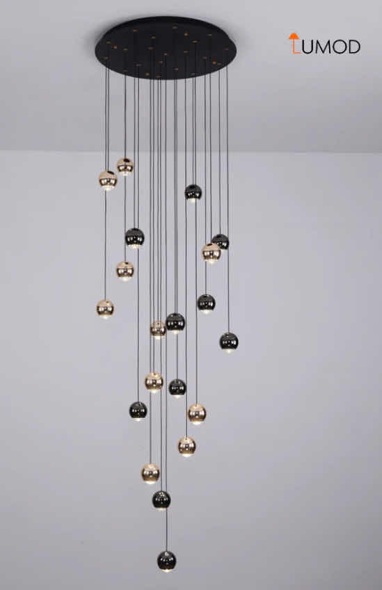 Photo 1 of BIB - ETTA HANGING GOOD & BLACK 24 HEADS BALLS ARTISTIC LED LIGHTING  DIAMETER 30” LL-1071-MF