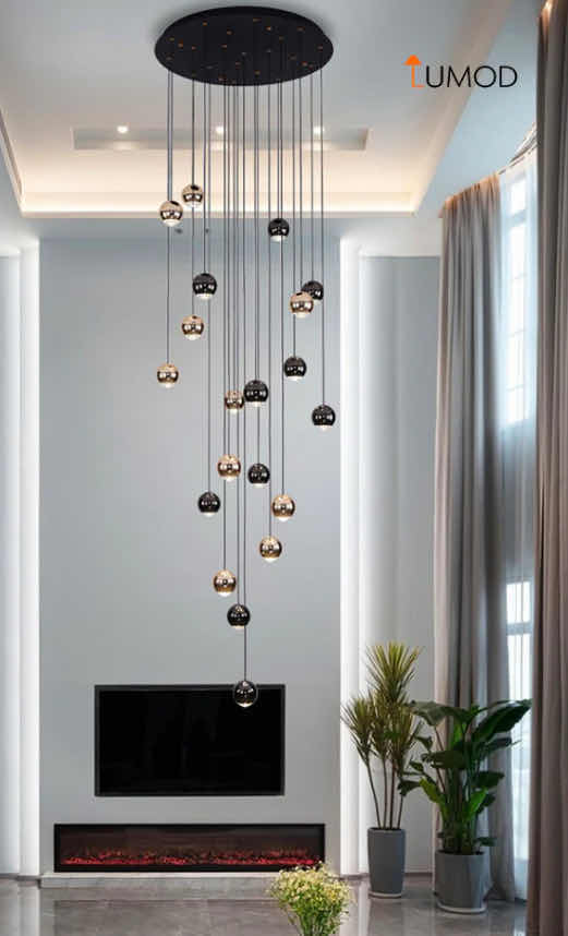 Photo 1 of BIB - ETTA HANGING GOOD & BLACK 24 HEADS BALLS ARTISTIC LED LIGHTING  DIAMETER 30” LL-1071-MF