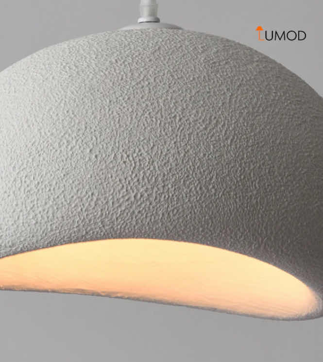 View 3 of NIB - POPPY UNIQUE OFF WHITE TEXTURED EGG PENDANT LIGHT DIAMETER 40cm LL-1026-MF