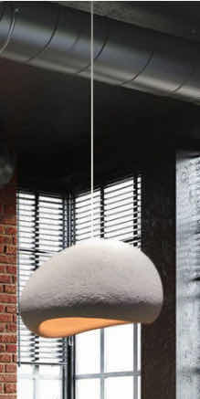 View 1 of NIB - POPPY UNIQUE OFF WHITE TEXTURED EGG PENDANT LIGHT DIAMETER 40cm LL-1026-MF