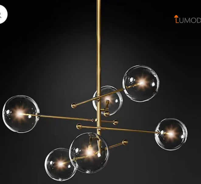Photo 1 of NIB - SKYLER BLACK & GOLD TRANSLUCENT INDUSTRIAL STYLE  6 HEADS BUBBLE LED CHANDELIER 50“ x 30“ LL-1015-MF