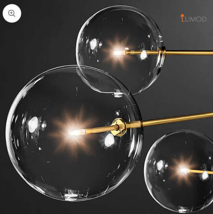 Photo 1 of NIB - SKYLER BLACK & GOLD TRANSLUCENT INDUSTRIAL STYLE  6 HEADS BUBBLE LED CHANDELIER 50“ x 30“ LL-1015-MF