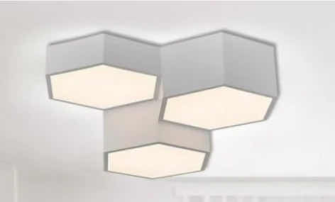 Photo 1 of NIB - BESSIE ELEGANT WHITE 3 HEADHEXAGON SHAPED LED CEILING LIGHT DIAMETER 19.2” LL-1133-MF